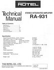 Service Manual Instructions for Rotel RA-931