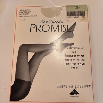 Pantimedias altas vintage Sears bonito toque promesa sedoso transparente control superior perla Foto 1 de 3
