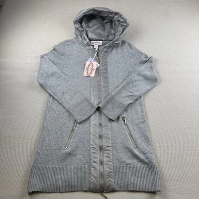 Oliver by Escio Women’s Large Hooded Knit Cardigan Coat Gray Wool Blend Jacket - Image 1 of 4