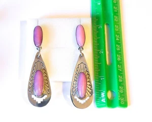 Vintage Indianer Sterlingsilber rosa Sugilit Ohrhänger - Bild 1 von 7
