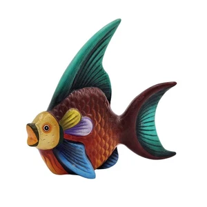 Tonala Mexikanische Keramik Fisch Bunt Engel Fisch Figur Skulptur Vintage - Bild 1 von 8