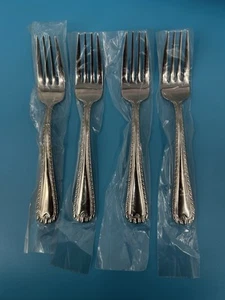 4 Reed & Barton WAKEFIELD Stainless SALAD FORK 18/10 Glossy Rope Edge Flatware - Picture 1 of 2