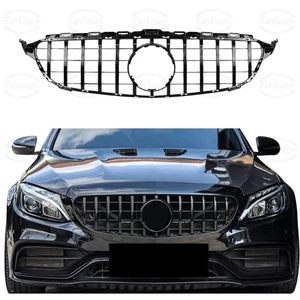 Mercedes C Klasse W205 (2015-2018) Glanz Schwarz Panamericana GT Style Kühlergrill - Bild 1 von 6