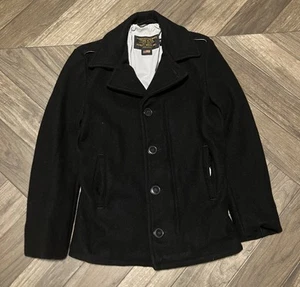 Schott NYC Type N-5A Men's Sz S Black Wool Button/Zipper Vtg Flying Jacket USA - Picture 1 of 13