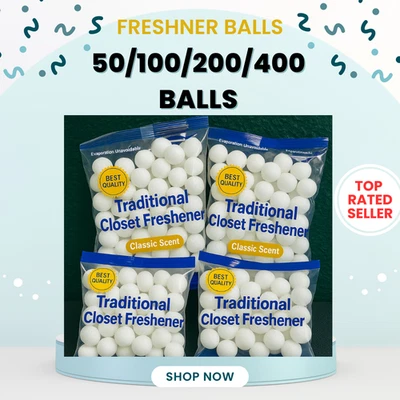 50/100/200/400 Bolas Ambientador Aroma Clásico Paquetes de Almacenamiento Sellados Foto 1 de 4