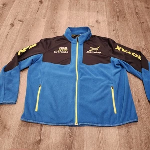 BRP Ski-doo Full Zip Fleece Jacket Mens 2XL Blue Rotax Brembo NSK KYB Logo Print - Picture 1 of 13