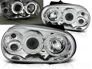 phares pour VW GOLF 4 1997 1998 1999 2000 2001-2003 angel eyes chrome LHD - Photo 1/1