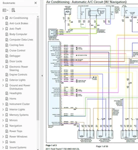 Ford F-150 2011 Color Wiring Diagram Schematic V8 5.0L 4WD pdf - Picture 1 of 1