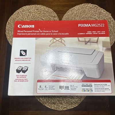 NEW Canon PIXMA MG2522 Wired All-in-One Color Inkjet Printer w/ INK USB Cable - Image 1 of 4