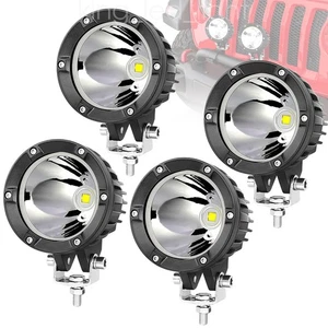 4X 4" 80W Round LED Off Road Driving Spot Lights Work Pods Headlighs Fog 4WD ATV - Bild 1 von 14