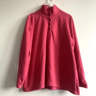 Lands' End Damen Hot Pink Stehkragen Geknöpft Fleece Größe 2X Henley Warm Fre... - Bild 1 von 4