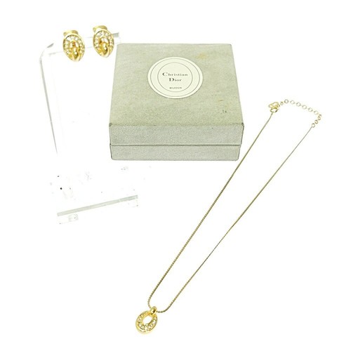 Per orecchini usati con scatola Christian Dior GP strass collana orecchini set 27