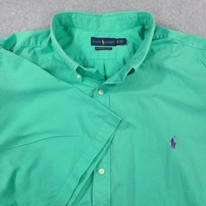 Ralph Lauren Button Down Hemd Herren 4XB Grün SS Federgewicht Twill Lila Pony - Bild 1 von 18