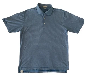 Peter Millar Mens Polo Shirt Short Sleeve Size L Blue Striped Cotton - Picture 1 of 3