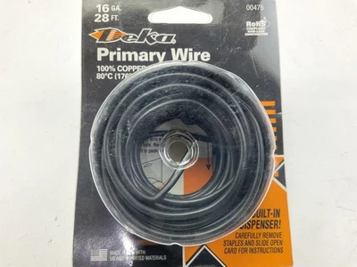 Deka 00475 16 Gauge Black Primary Wire 28' Long - Image 1 of 4