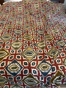 2 Cortinas Personalizadas Forradas 50” x 89” IKAT MCM Tela Geométrica Pesada con Ganchos De Colección - Imagen 1 de 15