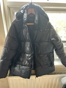 Boohoo Black Puffer Zipped Hooded Coat Size Large - Picture 1 of 4