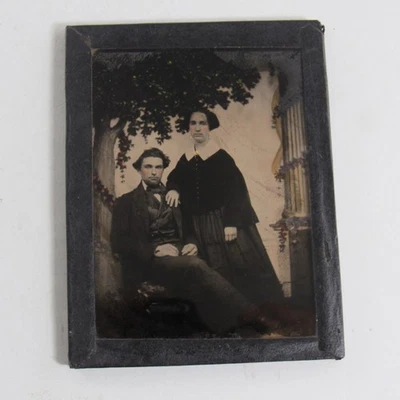 Civil War Era 1/4 Plate Ambrotype Husband And Wife No Case - Image 1 of 3