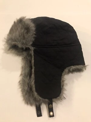 Timberland Hombres Negro/Piel Sintética Invierno Trampero Sombrero Talla L/XL NUEVO Circa 2012 Foto 1 de 4