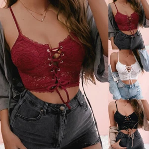 Sexy Women Lace Push Up Crop Top Ladies Harness Bra Cami Vest Lingerie Underwear - Picture 1 of 23