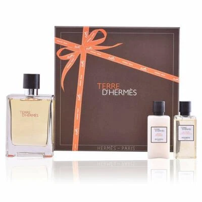TERRE D'HERMES by Hermes 3 PIECE GIFT SET - 3.3 OZ EAU DE TOILETTE SPRAY NEW MEN - Image 1 of 3