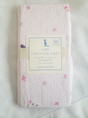 NWT Pottery Barn Kids FAIRY Pink/White Dot Organic Cotton CRIB Fitted Sheet RARE - Image 1 of 4