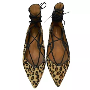 Zara Leopard Print Calf Hair Flats 6/36 - Picture 1 of 6