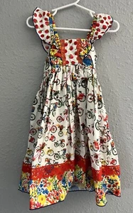 OLIVE MAE Boutique Lace Twirl Dress Multi Colored, Bicycle Theme 2T - Picture 1 of 7