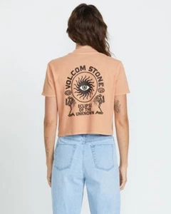 VOLCOM - Womens Dial T-Shirt - Sand Brown - Casual Short Sleeve Tee - Picture 1 of 3