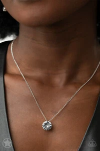 Paparazzi Blockbuster Necklace - What A Gem - White (Solitaire Rhinestone) - Picture 1 of 10