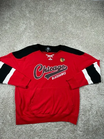 NHL Chicago Blackhawks Hockey Sweatshirt Jersey Pullover Sweater Red Size 2XL Cover