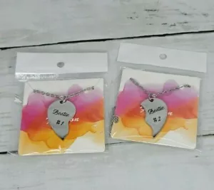 Friendship Necklaces Bestie 1 And Bestie 2 Fashion Jewelry Half Heart Adjustable - Picture 1 of 4