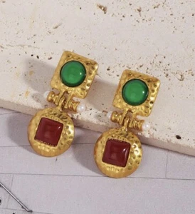 Retro Earrings Museum Pearl Art 925 Silver Gold 18k Court Christmas - Picture 1 of 8