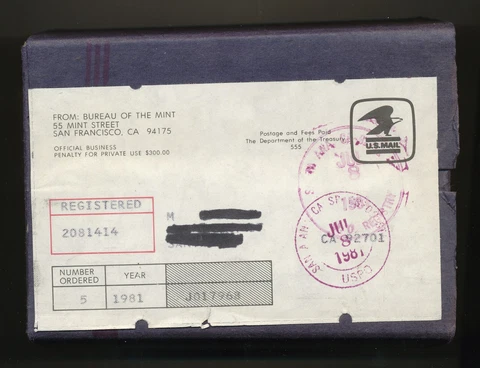 Original UNOPENED Shipping box of 5 x 1981 Proof  Set - Mint Sealed -possible T2 Cover