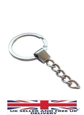 BIRDLOVERS FLAT SPLIT RING WITH SLIDER + CHAIN 32MM BLANKS KEYRING LOOP LINK CHAIN 10/20PCS