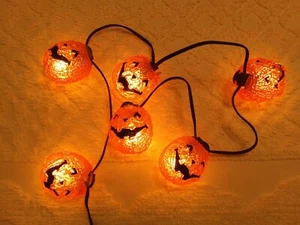 Geschmolzene Kunststoff Kürbis Lichterkette 6 Kürbisse - Bild 1 von 12