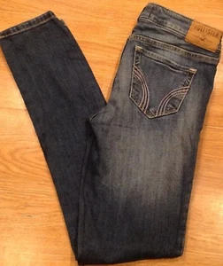 Hollister Skinny Stretch Denim Dark Distressed Wash Blau Jeans Damen 1R, 29L - Bild 1 von 11