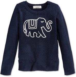 $34 Pink Republic Girls’ Elephant Sweater, Acrylic Tapersty Blue Size XL - Picture 1 of 1