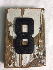 Rustic Reclaimed Wood House Number with Black Aluminum Number ~ 8 - Picture 1 of 1