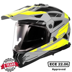 LS2 MX702 PIONEER II DUAL VISOR ADVENTURE MOTORBIKE HELMET NAMIB MAT GREY YELLOW - Picture 1 of 7