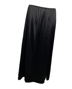 Lencería de colección Sears larga media deslizamiento grande negra con ribete de encaje con abertura de nailon años 80 EE. UU. - Imagen 1 de 9