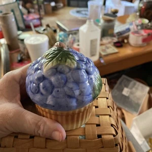 Vintage Keramik Blaubeere Cupcake Schmuckschatulle Wohndeko Bäckerei Deckel - Bild 1 von 14