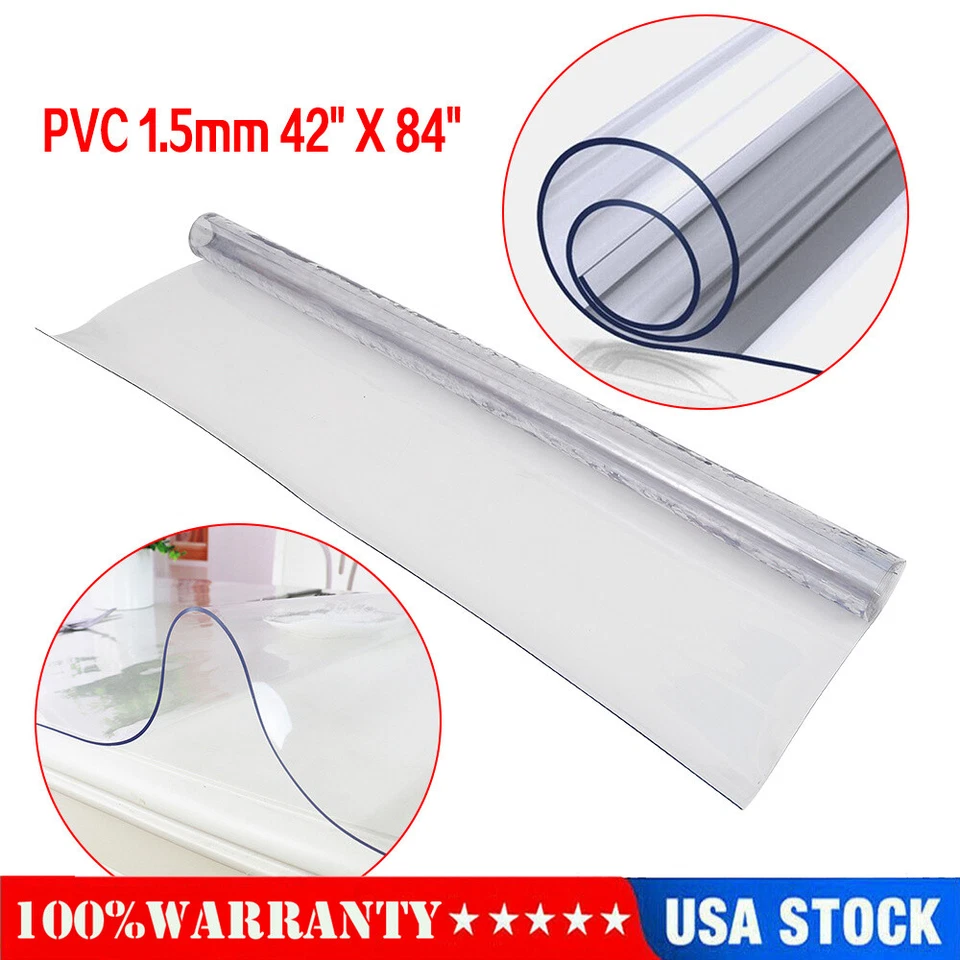 Transparent Plastic Table Cover PVC Tablecloth Protector Pad Desk Mat 42 "X 84" - Image 1 of 4