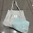 Grey Cord Shopping Bag With Matching Make Up Bag New