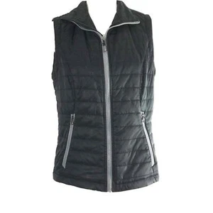 Charles River Quilted Vest Womens Primaloft Full Zip Pockets Size S Black Gray - Picture 1 of 6