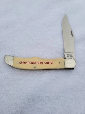 Cuchillo Schrade USA Linerlock #SC500 Operación Tormenta del Desierto Scrimshaw Serie #073 Foto 1 de 2
