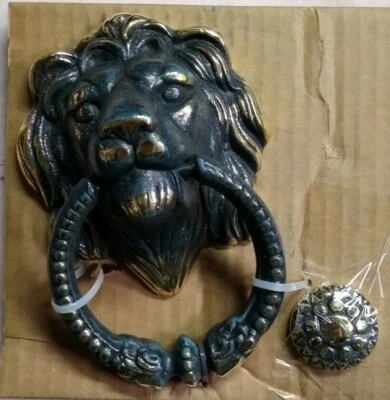 Неоклассический латунный дверной молоток Whitehall лев флора и фауна Verdigris No20141 - Изображение 1 из 3