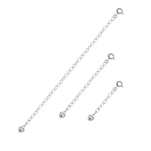 925 Silber Oval Link Extender Set für Anhänger Halsketten mit Puffherz 3 Größen - Bild 1 von 3