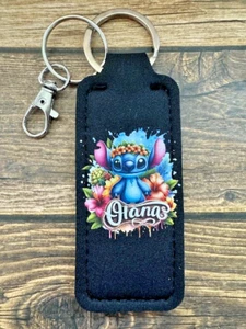 Llavero soporte bálsamo labial Ohana Aloha Hawaii Island Stitch viaje fiesta favor - Imagen 1 de 1