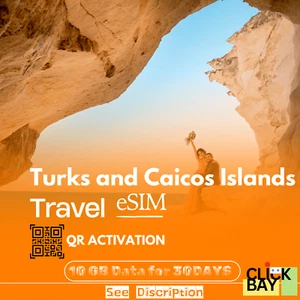 Île Turque-et-Caïques Voyage e-SIM Haute Vitesse 4G 10 Go Données, 30 jours, Données uniquement - Photo 1 sur 7